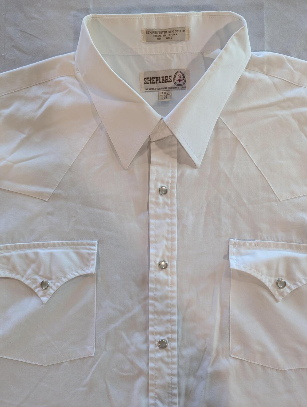 Sheplers Shirt Mens 2XLT White Short Sleeve Western Pearl Snap Pockets